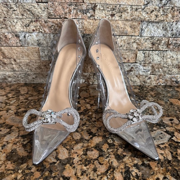 MACH & MACH NEW Double Bow PVC Clear Pumps Heels Crystal - Picture 8 of 16